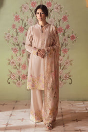 Cross Stitch Premium Embroidered Lawn Unstitched 3Pc Suit - CORAL CARNATION