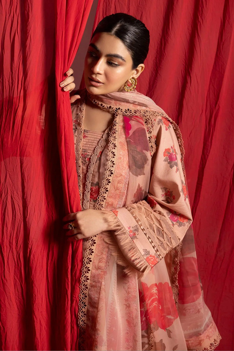 AF-PL-6003-Coral Peach PRINTED LAWN