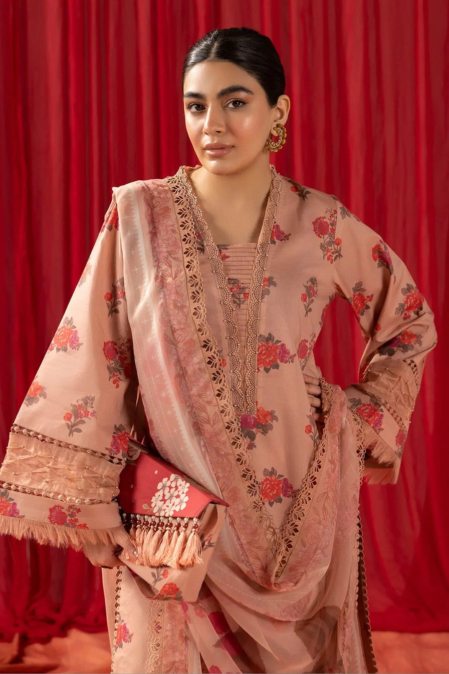 AF-PL-6003-Coral Peach PRINTED LAWN