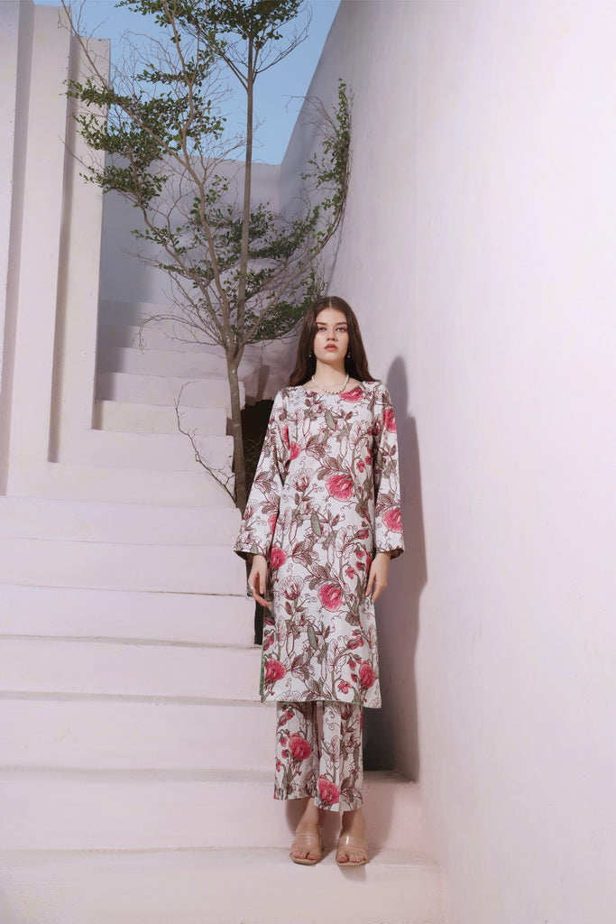 Feathers Digital Printed Khaddar Unstitched 3Pc Suit COTTON CANDY-FT290