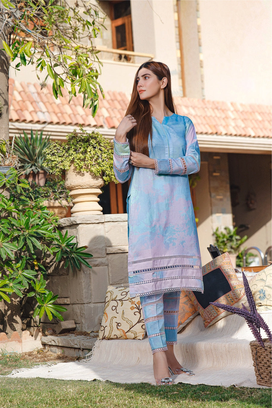Feathers Digital Printed Viscose Unstitched 2Pc Suit COTTON CANDY-NJV057