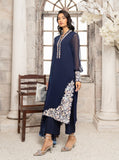 HemStitch Embroidered Luxury Chiffon Pret 3Pc Suit CP-005 Blue Bell