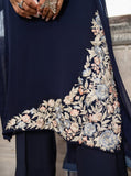 HemStitch Embroidered Luxury Chiffon Pret 3Pc Suit CP-005 Blue Bell