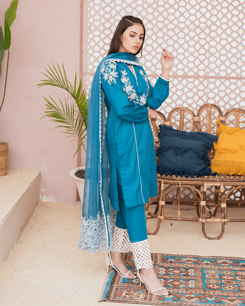 Maria Osama Khan Casual Pret 3 Piece Suit - BUTTERFLY PEA