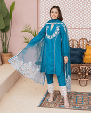 Maria Osama Khan Casual Pret 3 Piece Suit - BUTTERFLY PEA