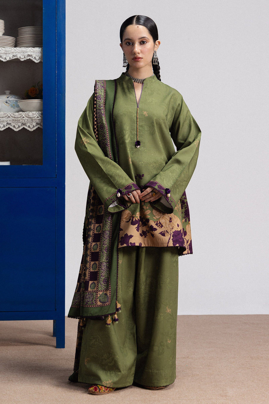 Coco by Zara Shahjahan Prints Linen Unstitched 3Pc Suit D-08B IRIS