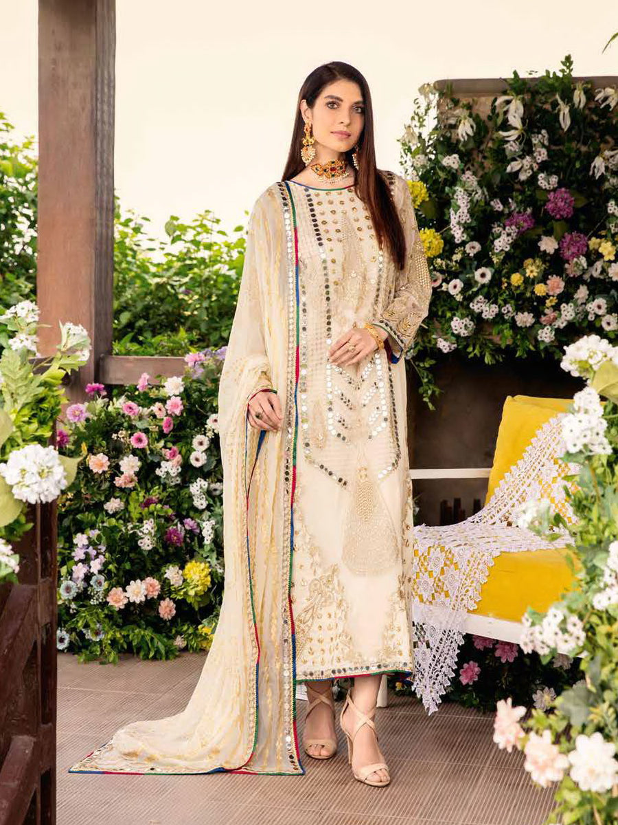 Charizma Shehnai Premium Embroidered Chiffon Unstitched 3Pc Suit CPC-02