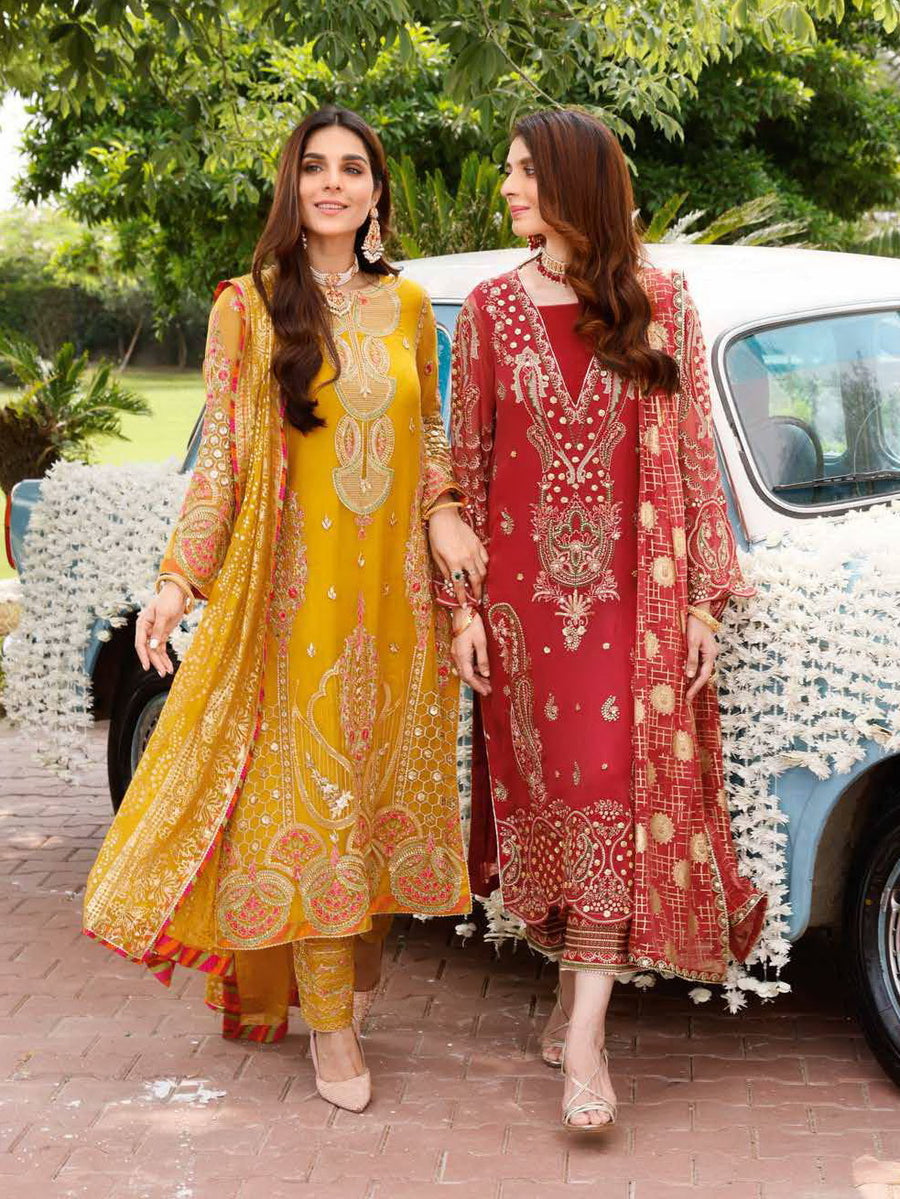 Charizma Shehnai Premium Embroidered Chiffon Unstitched 3Pc Suit CPC-03