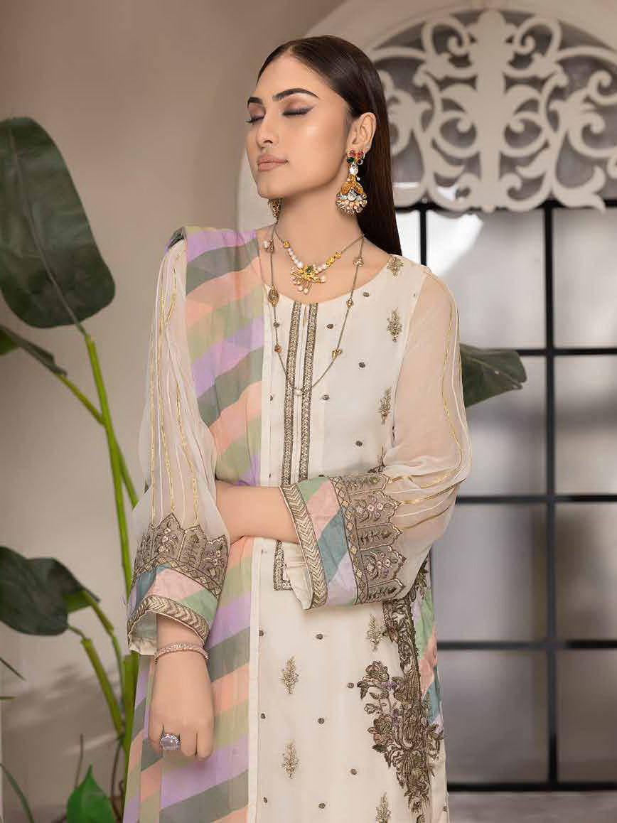 Charizma Shehnai Premium Embroidered Chiffon Unstitched 3Pc Suit CPC-05