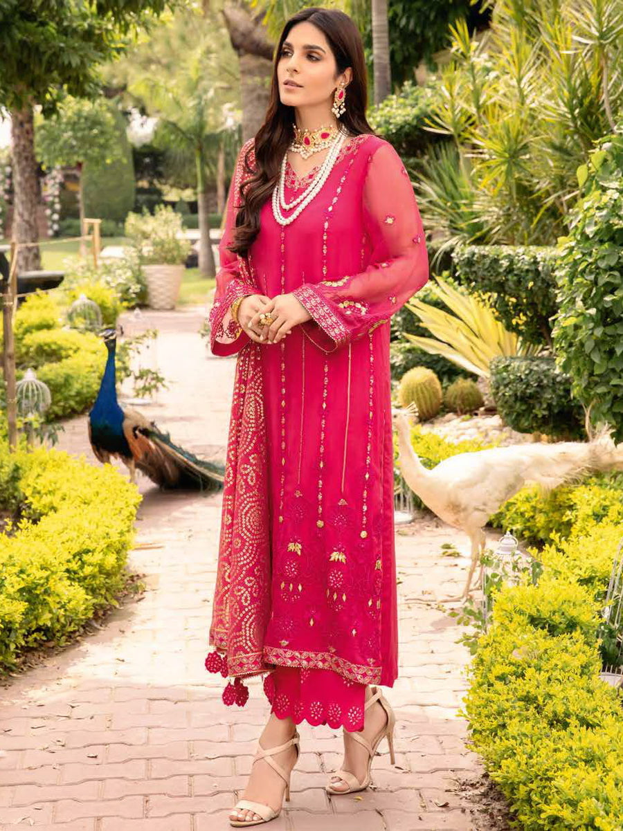 Charizma Shehnai Premium Embroidered Chiffon Unstitched 3Pc Suit CPC-06
