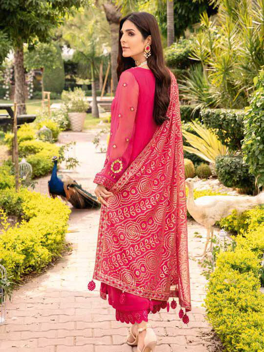 Charizma Shehnai Premium Embroidered Chiffon Unstitched 3Pc Suit CPC-06