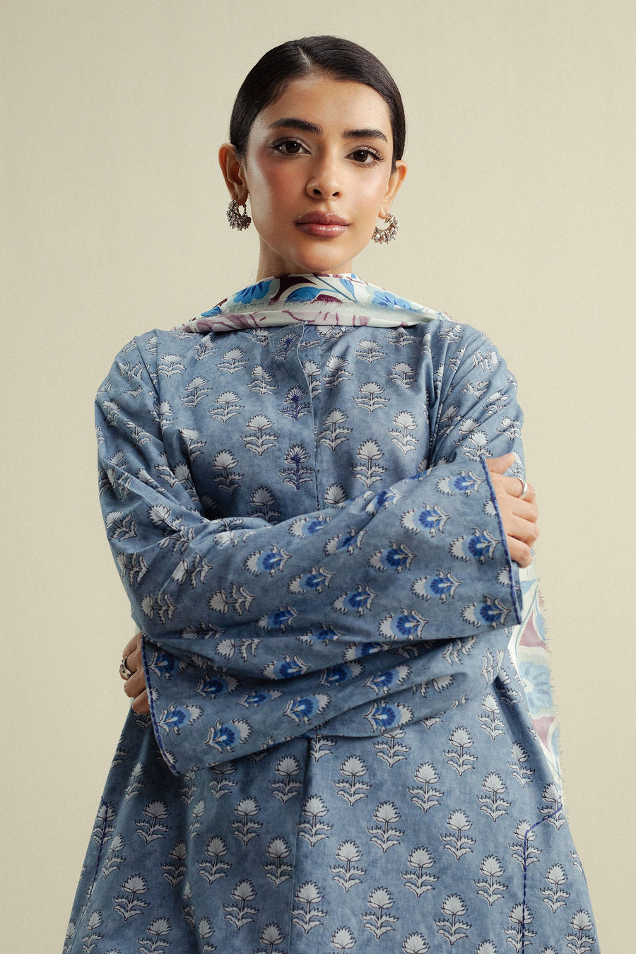 Coco by Zara Shahjahan Prints Unstitched Cambric 3Pc Suit D-10B Willow