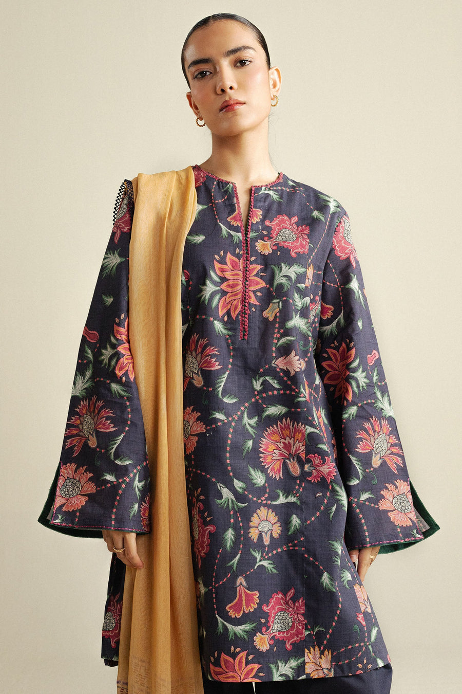 Coco by Zara Shahjahan Prints Unstitched Cotton 3Pc Suit D-01B Meadow