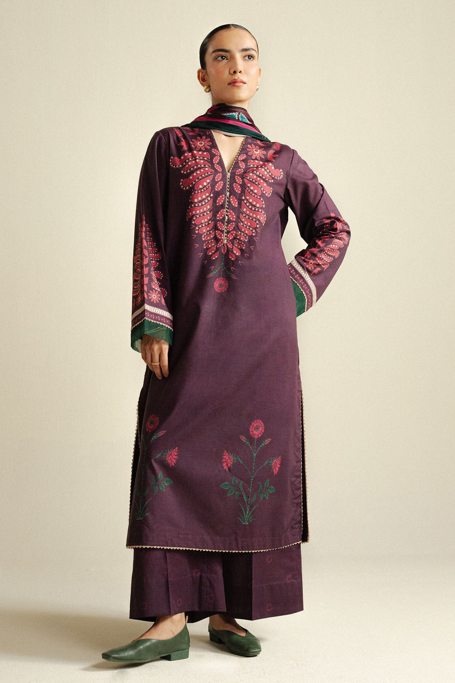 Coco by Zara Shahjahan Prints Unstitched Cambric 3Pc Suit D-07A Lilt