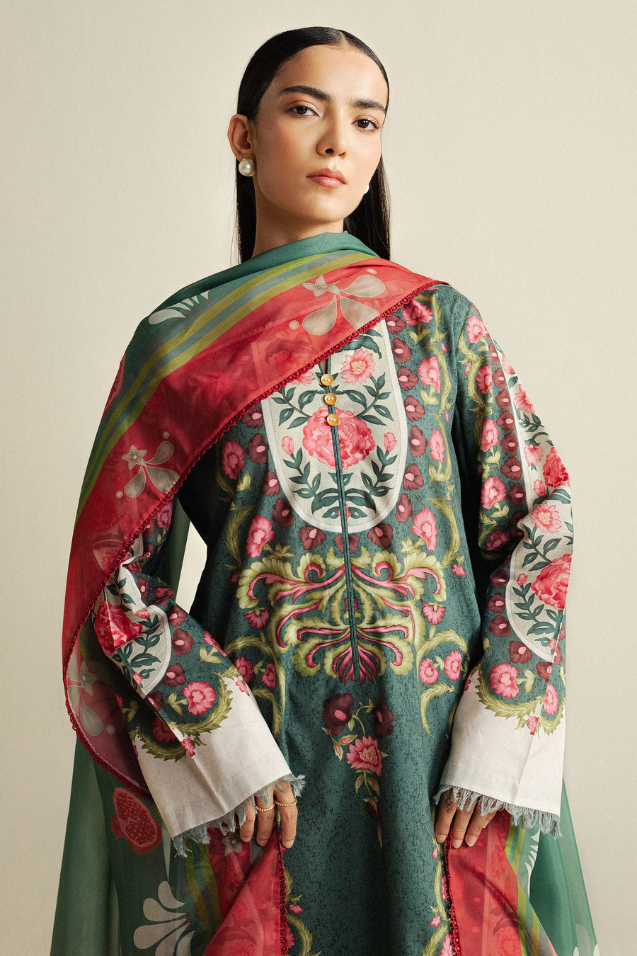 Coco by Zara Shahjahan Prints Unstitched Cambric 3Pc Suit D-09A SOL