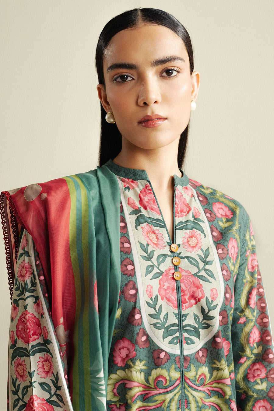 Coco by Zara Shahjahan Prints Unstitched Cambric 3Pc Suit D-09A SOL