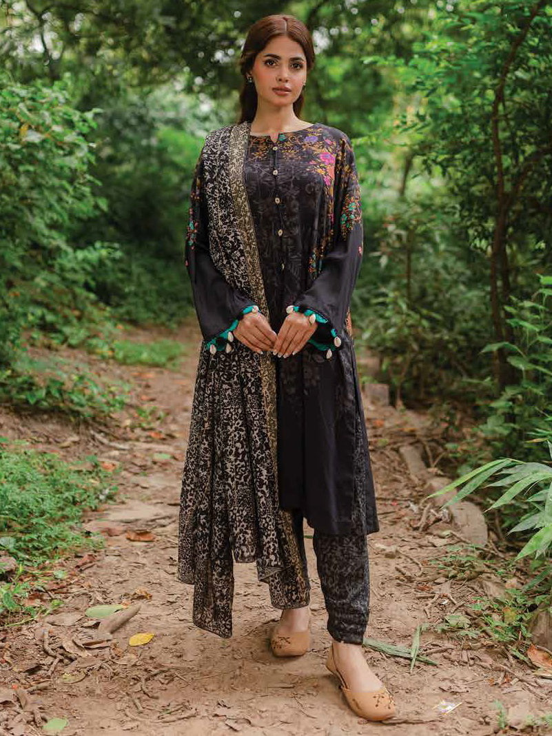 Charizma C-Print Unstitched Linen with Wool Shawl 3 Piece Suit CPW-10