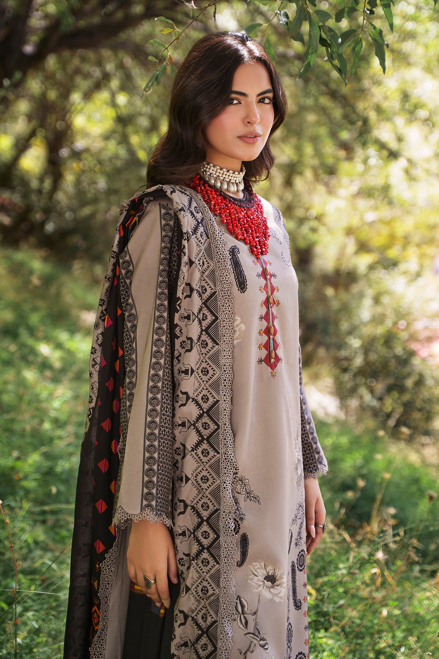 Charizma C-Print Printed Linen Unstitched 3Pc Suit CPW6-03