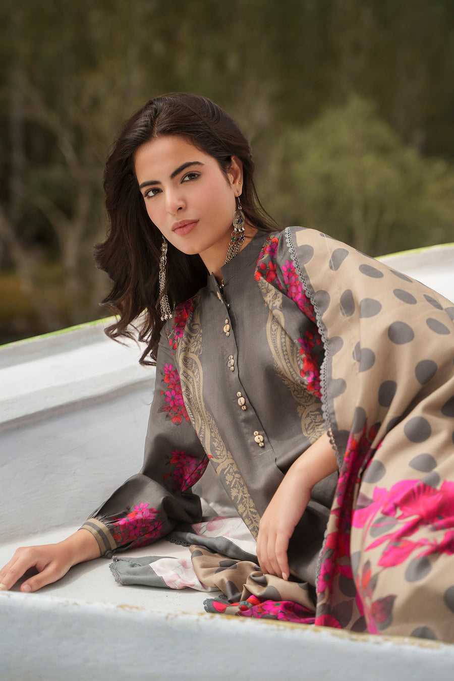 Charizma C-Print Printed Linen Unstitched 3Pc Suit CPW6-04