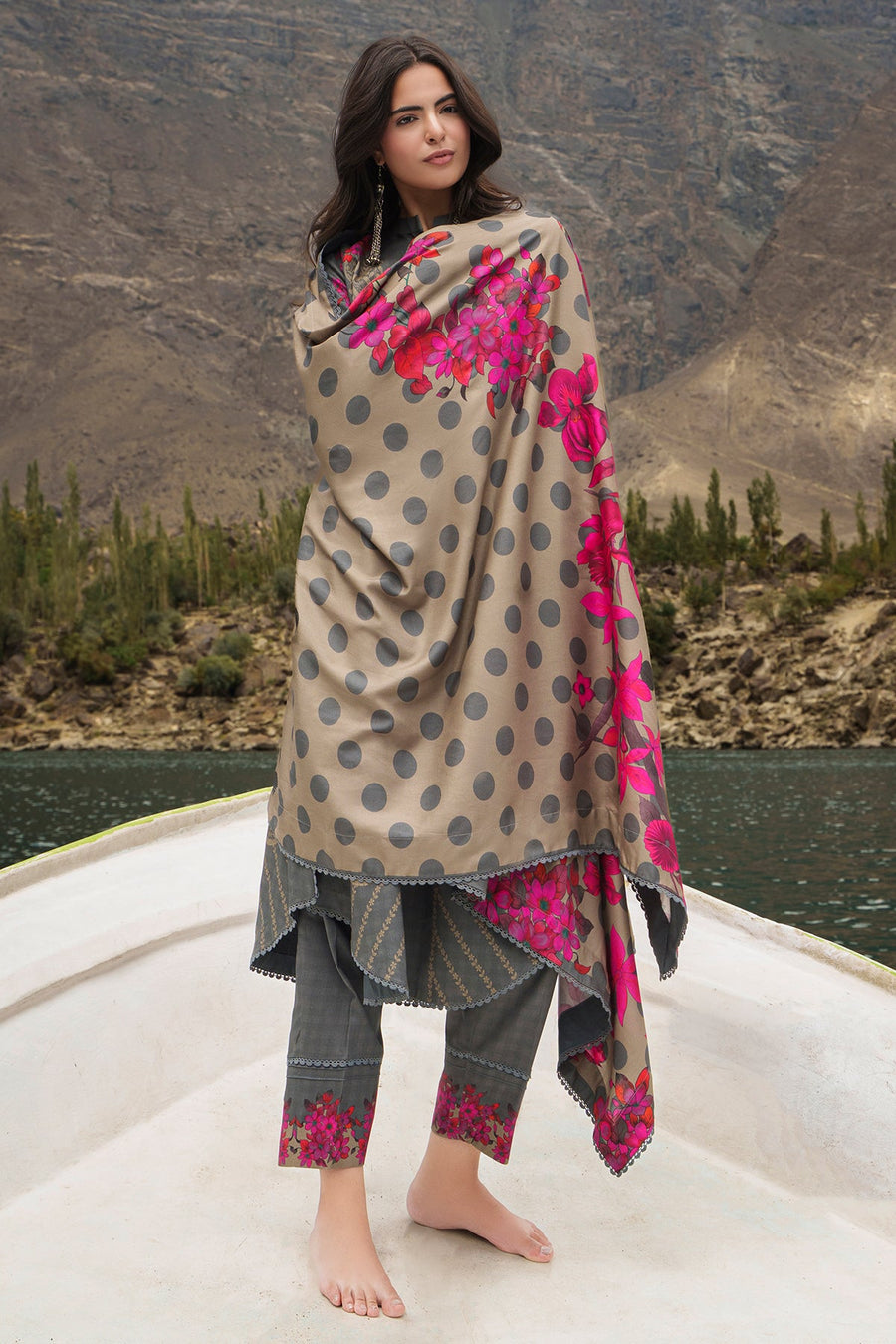 Charizma C-Print Printed Linen Unstitched 3Pc Suit CPW6-04