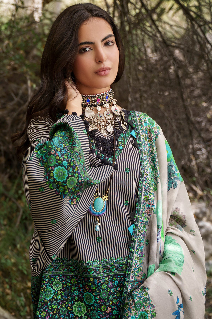 Charizma C-Print Printed Linen Unstitched 3Pc Suit CPW6-05