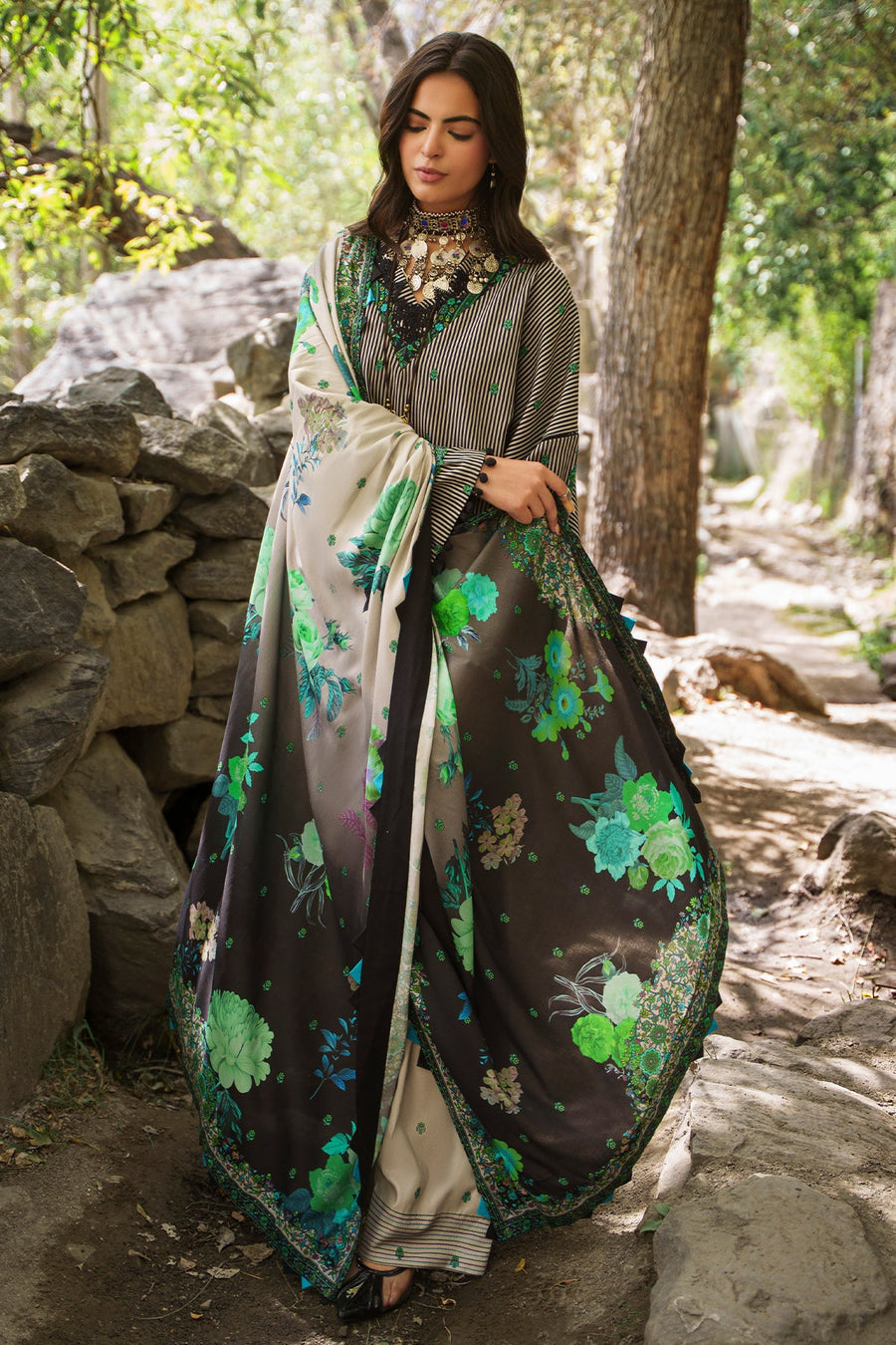 Charizma C-Print Printed Linen Unstitched 3Pc Suit CPW6-05