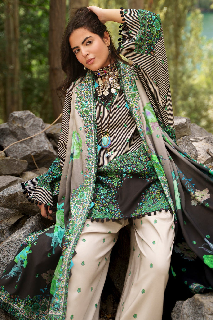 Charizma C-Print Printed Linen Unstitched 3Pc Suit CPW6-05