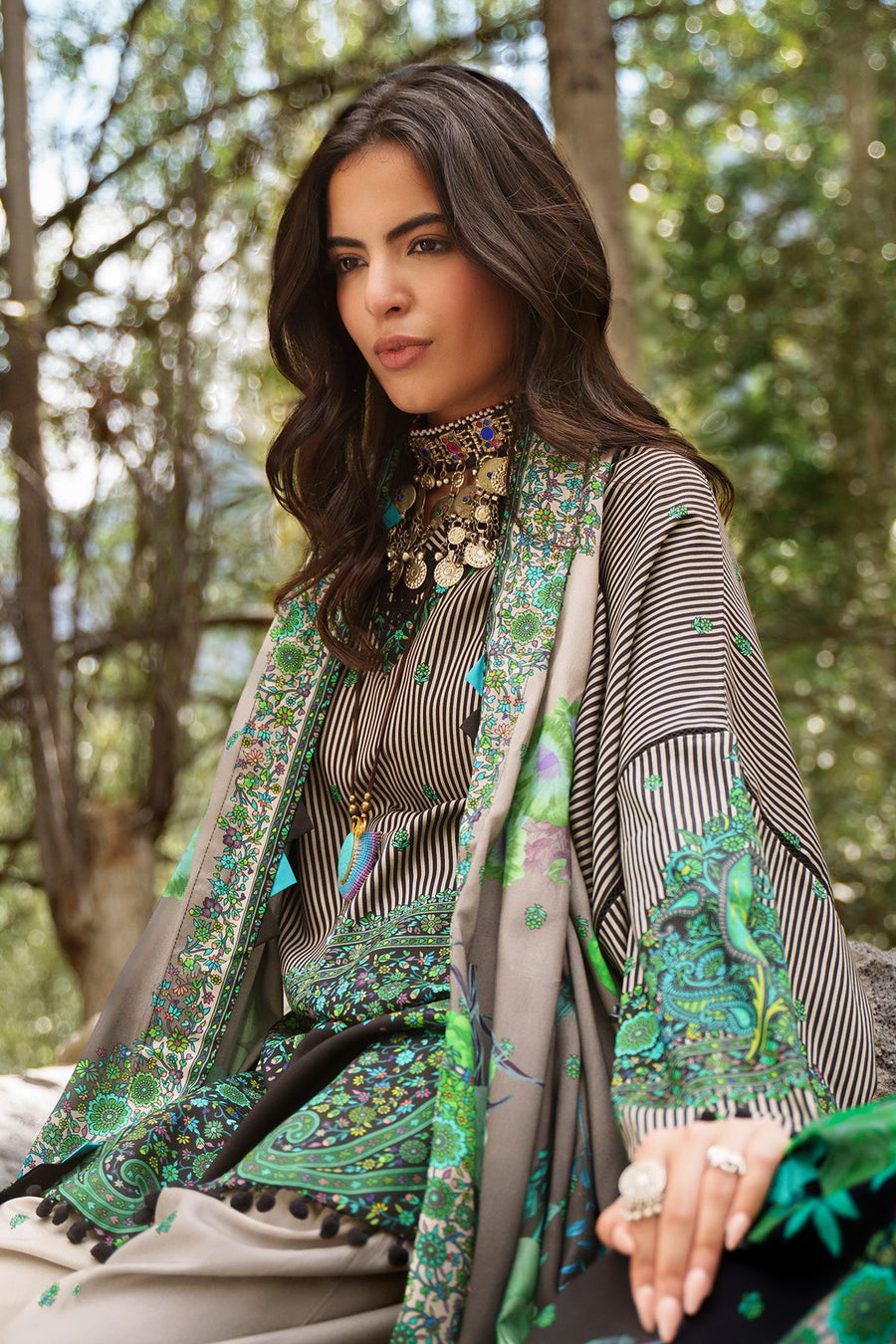 Charizma C-Print Printed Linen Unstitched 3Pc Suit CPW6-05