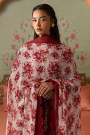 Cross Stitch Premium Embroidered Lawn Unstitched 3Pc Suit - CRIMSON RED