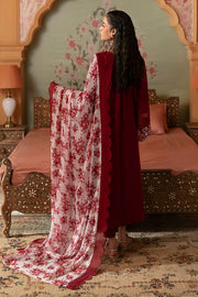 Cross Stitch Premium Embroidered Lawn Unstitched 3Pc Suit - CRIMSON RED