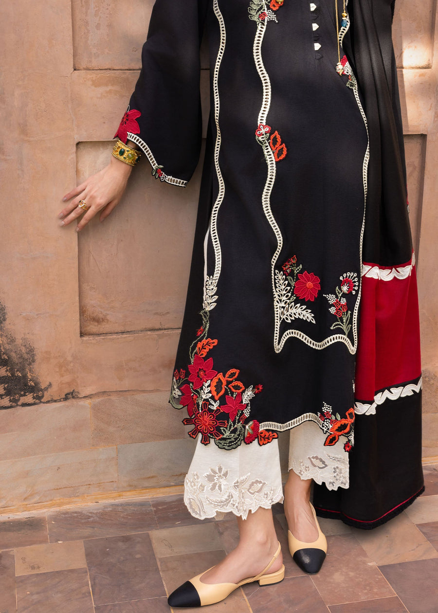 Crimson Mitti Winter Pret Embroidered Raw Silk 3Pc Suit CRWP-01 Kajal Kahani
