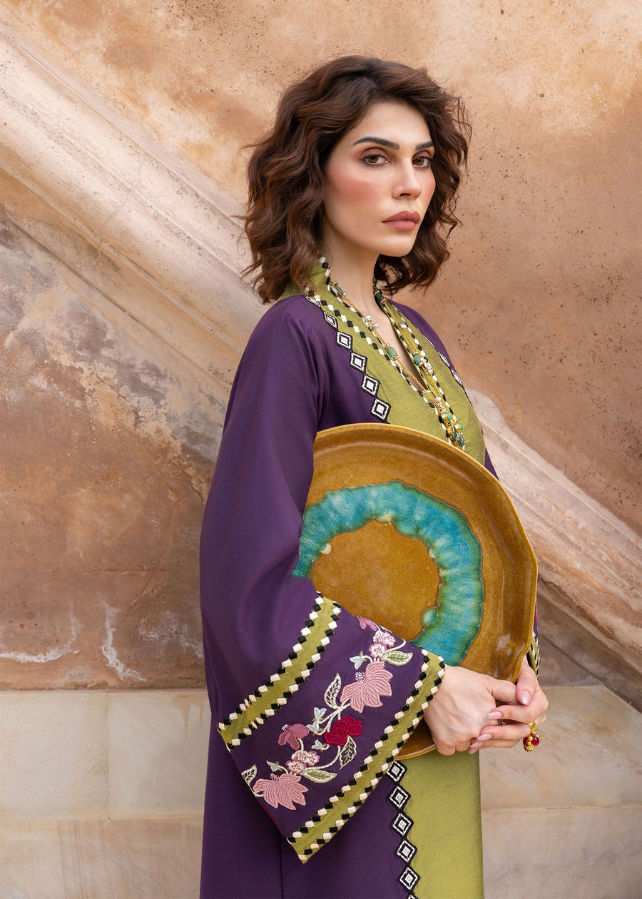 Crimson Mitti Winter Pret Embroidered Raw Silk 3Pc Suit CRWP-04 Rani Vogue(Plum)