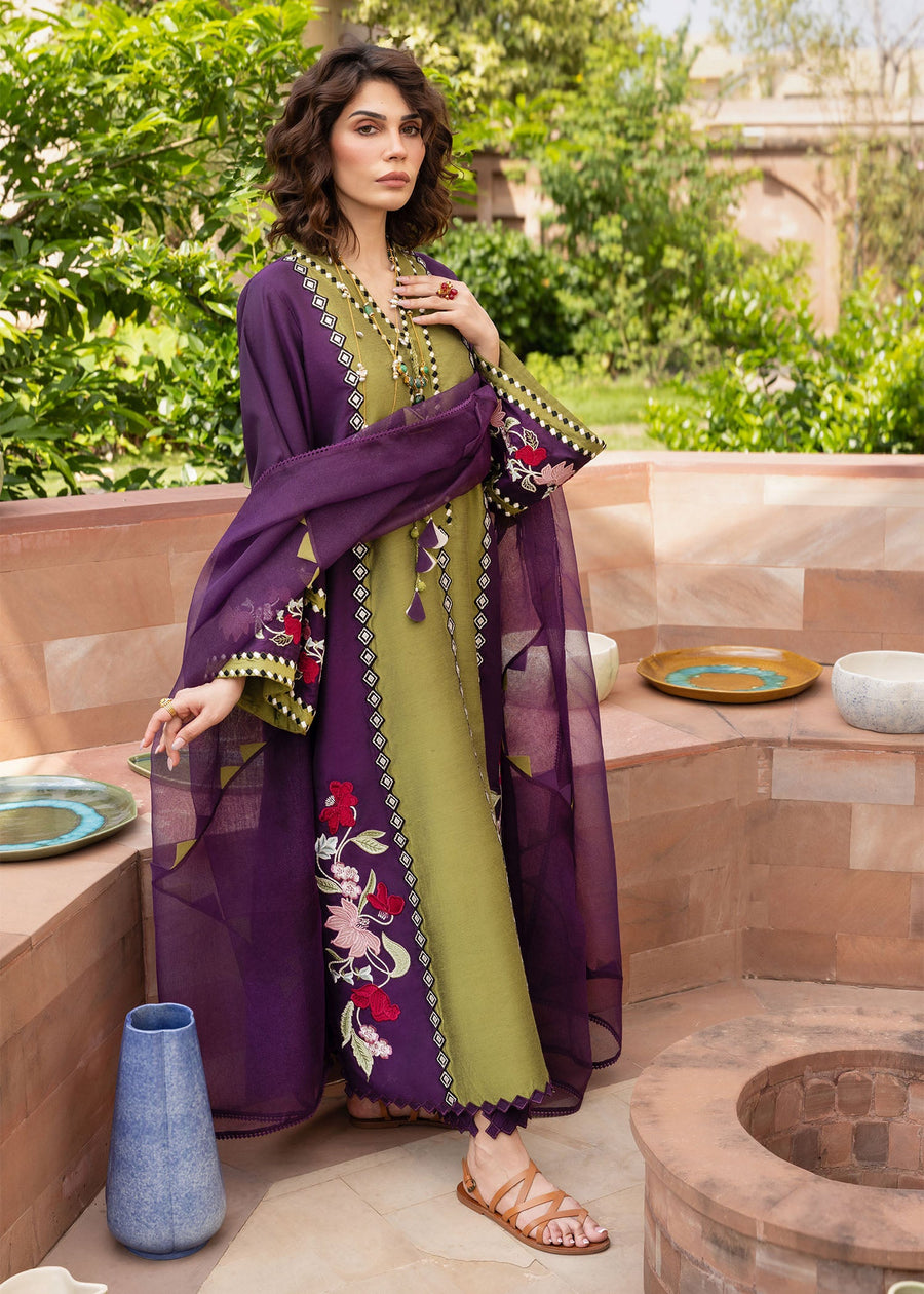 Crimson Mitti Winter Pret Embroidered Raw Silk 3Pc Suit CRWP-04 Rani Vogue(Plum)