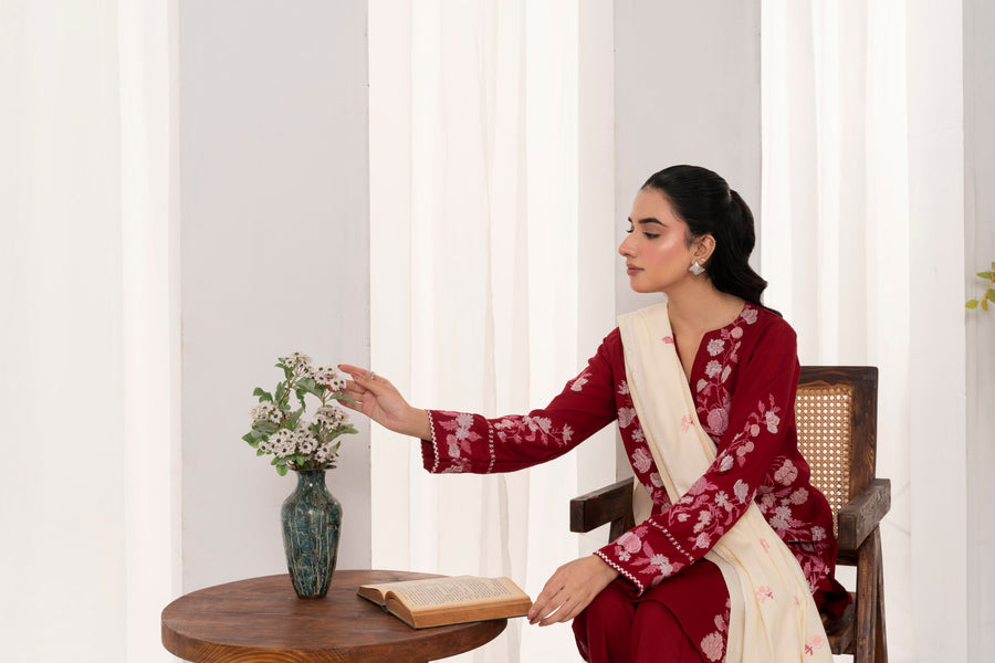 Feathers Fully Embroidered Dhanak Unstitched 2Pc Suit CRYONE-FT552