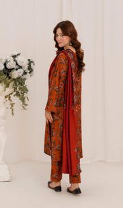 Feathers Digital Printed Dhanak Unstitched 3Pc Suit CRYSEL-FT592