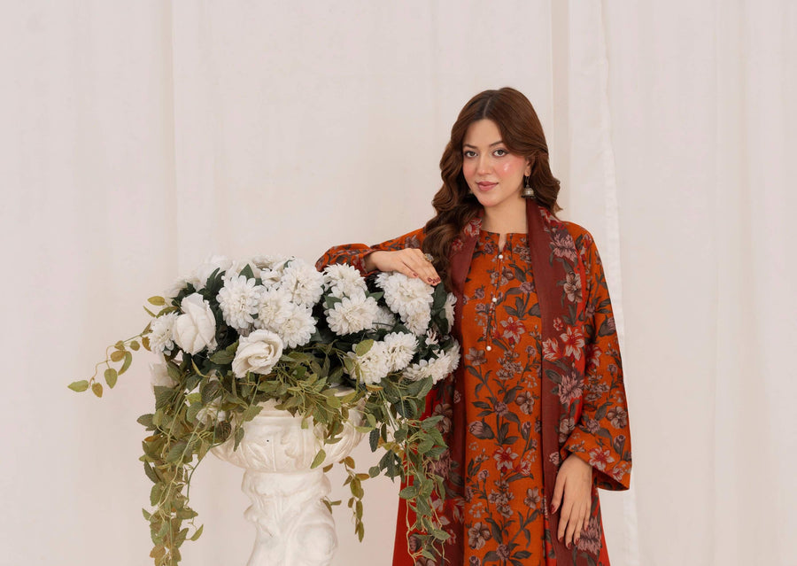 Feathers Digital Printed Dhanak Unstitched 3Pc Suit CRYSEL-FT592