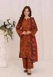 Feathers Digital Printed Dhanak Unstitched 3Pc Suit CRYSEL-FT592
