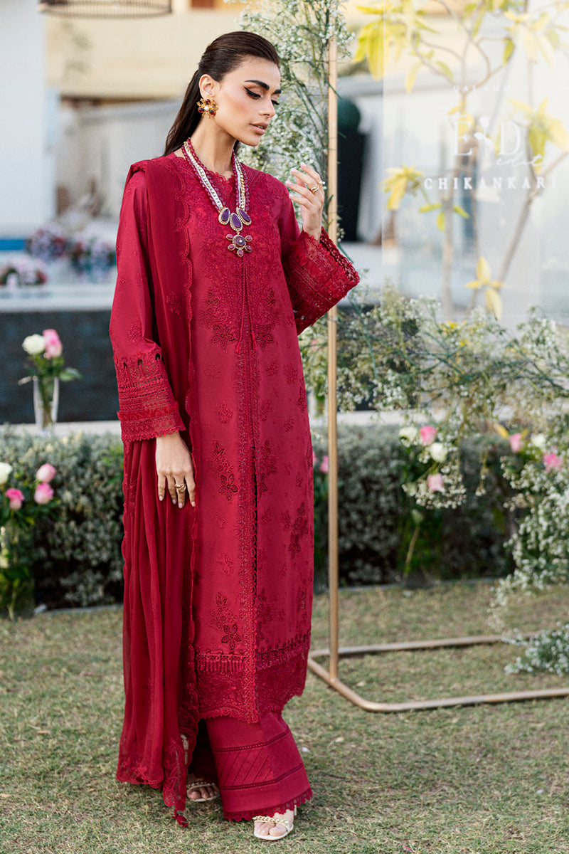 Qalamkar Chikankari Embroidered Lawn Unstitched 3Pc Suit CS-02 LERA