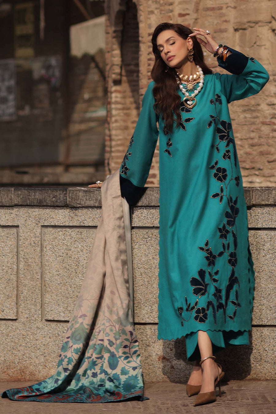 Charizma Signature Embroidered Peach Leather Unstitched 3Pc Suit CSL6-05