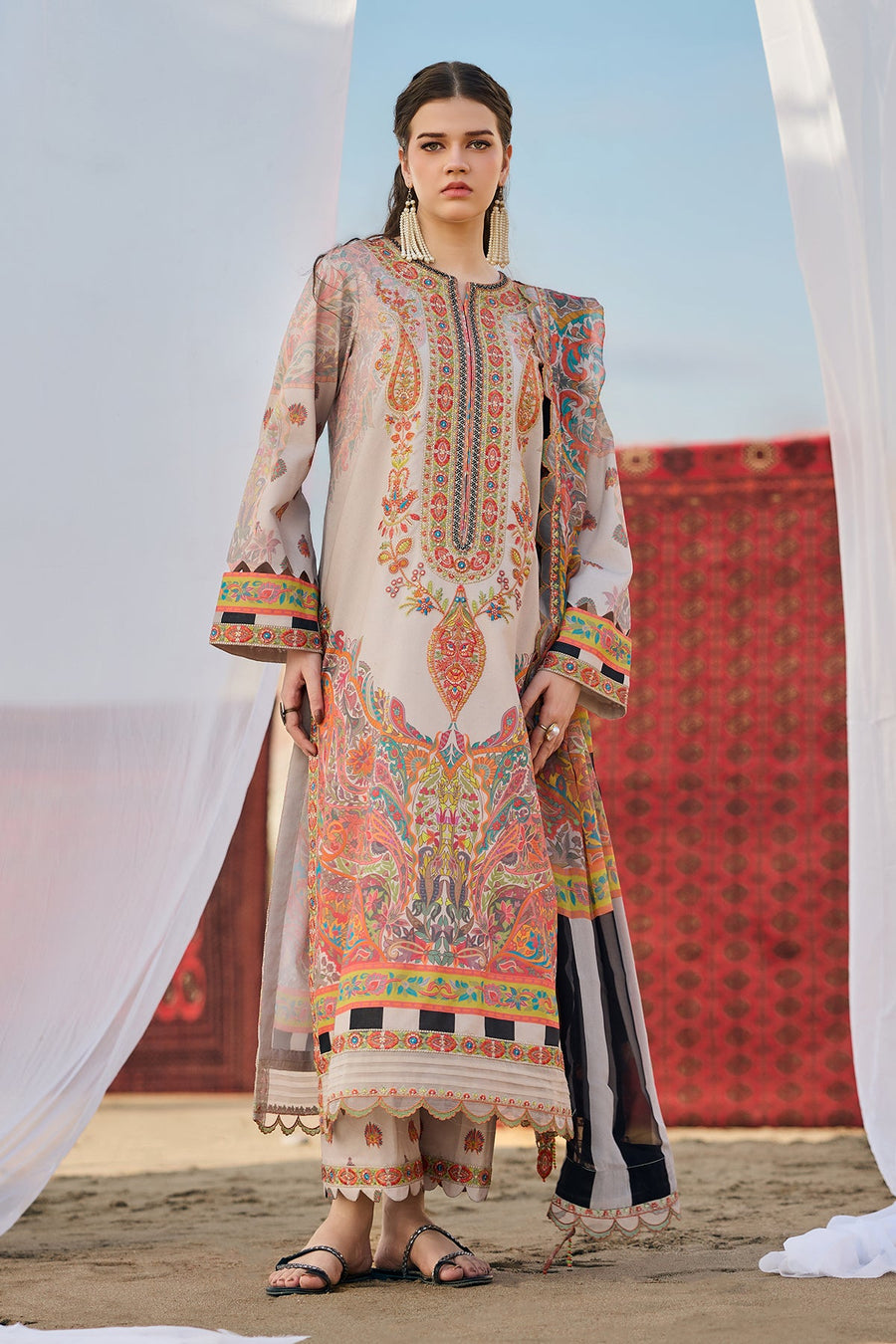 Charizma Swissmiss Premium Embroidered Swiss Unstitched 3Pc Suit CSM6-02