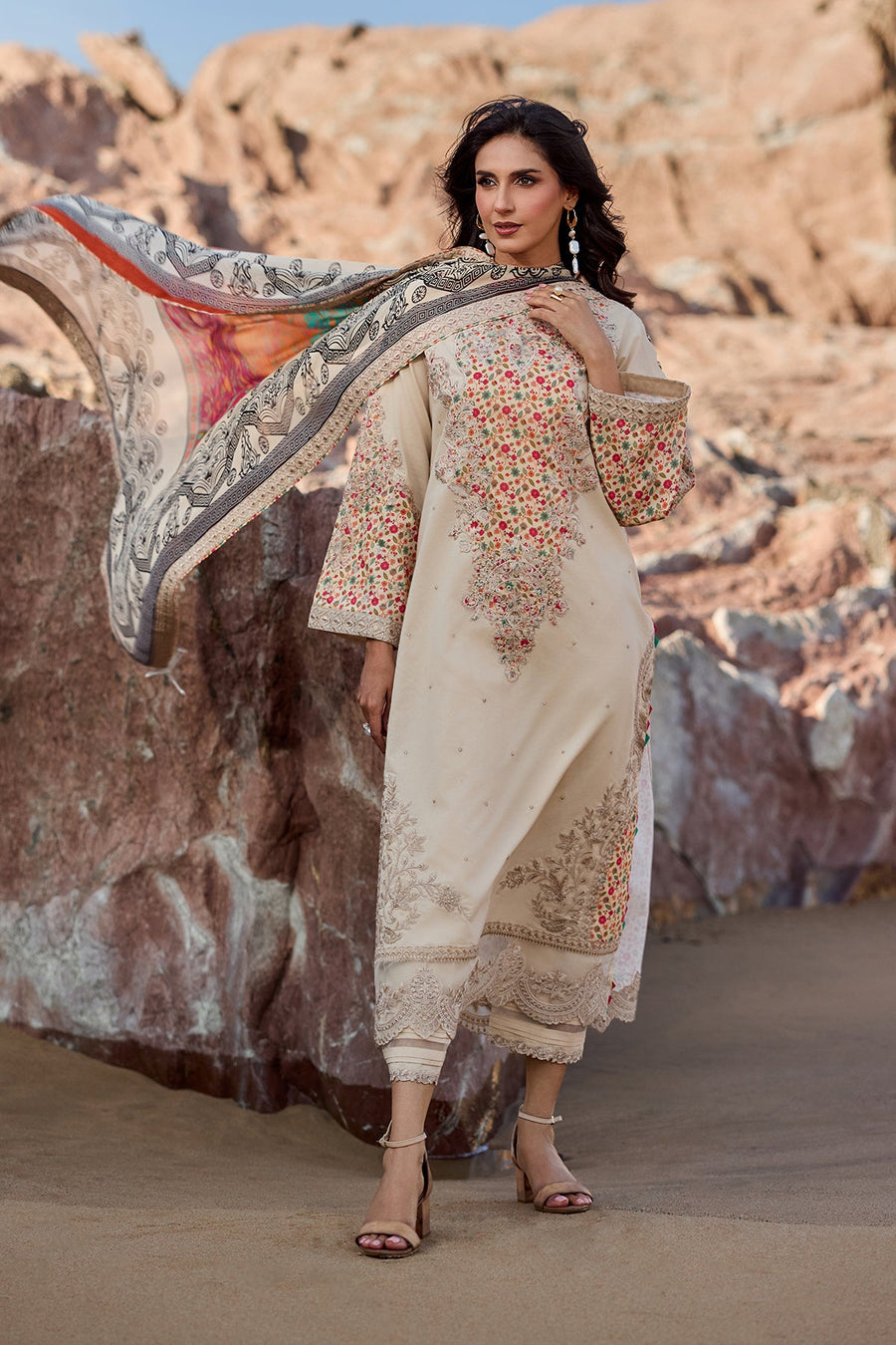 Charizma Sun Shine Embroidered Lawn Unstitched 3Pc Suit CSN6-01