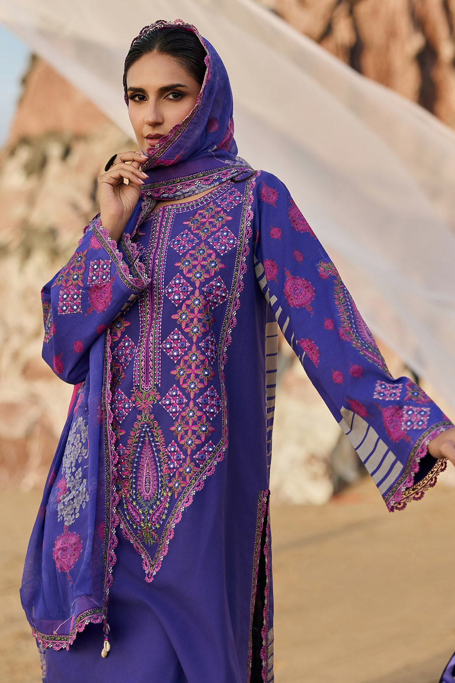 Charizma Sun Shine Embroidered Lawn Unstitched 3Pc Suit CSN6-08