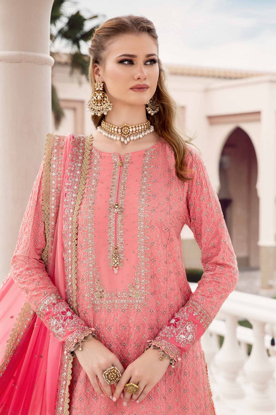 Maria.B Sateen Unstitched Embroidered Cotton Satin 3Pc Suit CST-701
