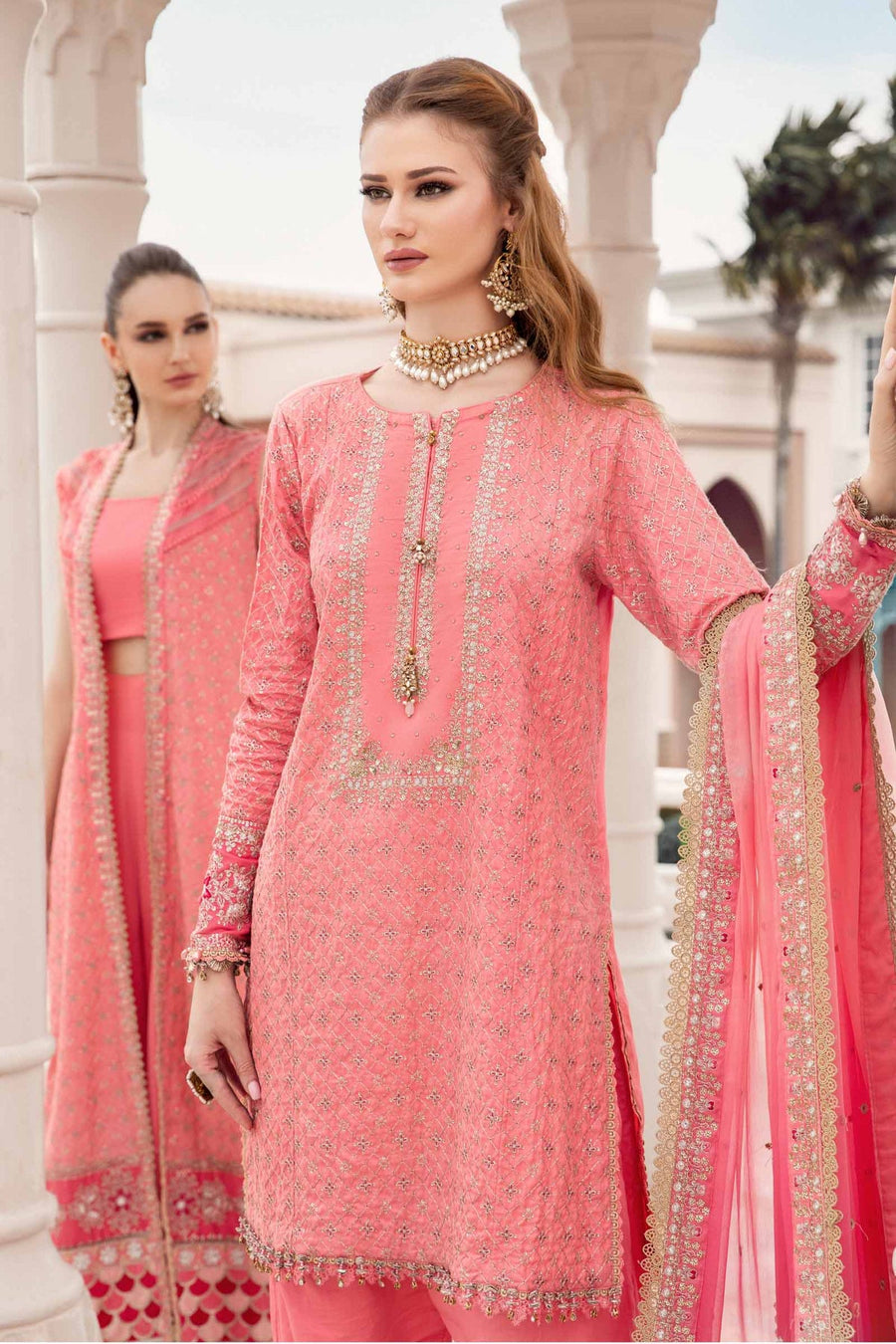 Maria.B Sateen Unstitched Embroidered Cotton Satin 3Pc Suit CST-701