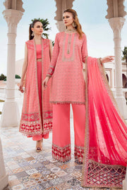 Maria.B Sateen Unstitched Embroidered Cotton Satin 3Pc Suit CST-701
