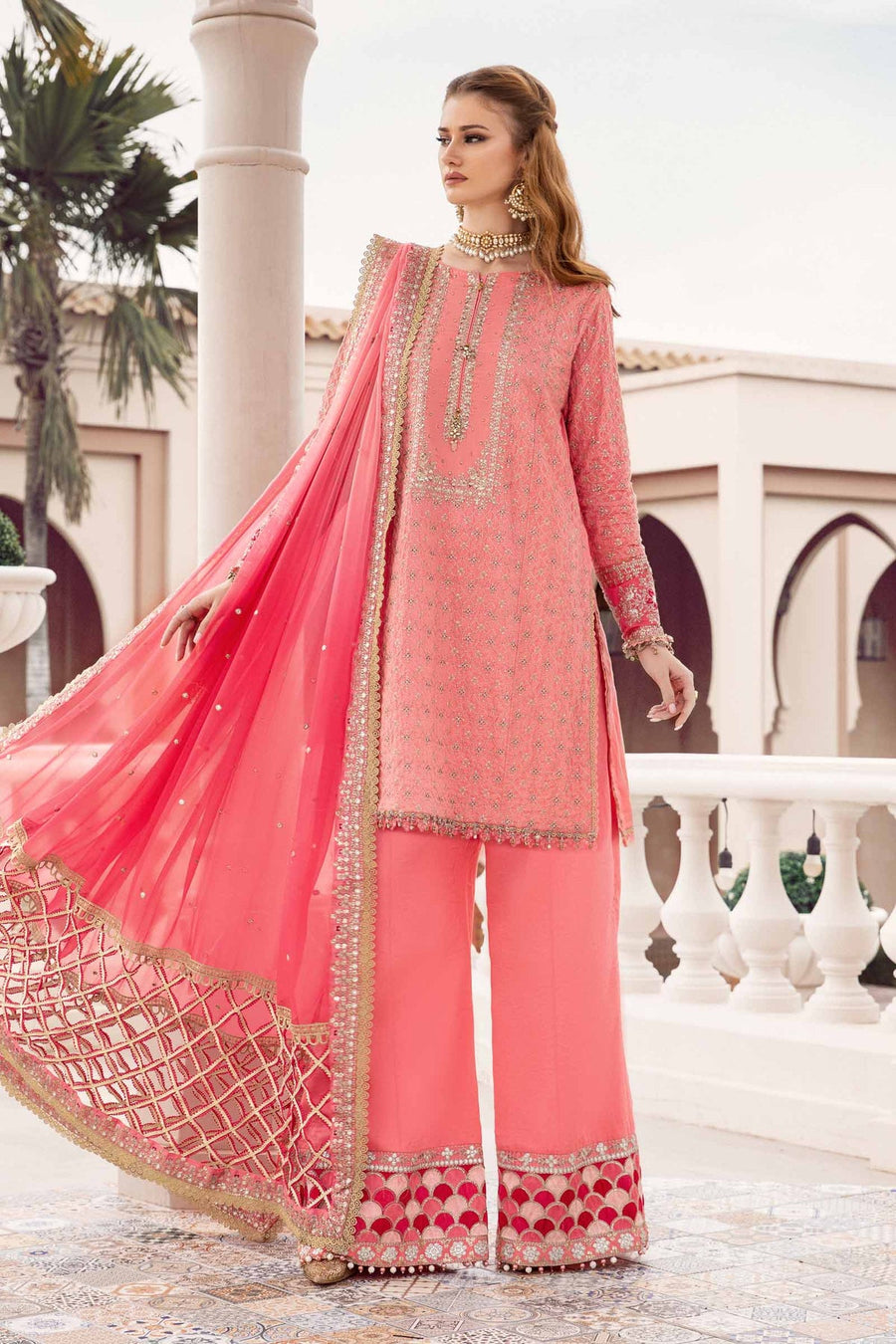 Maria.B Sateen Unstitched Embroidered Cotton Satin 3Pc Suit CST-701