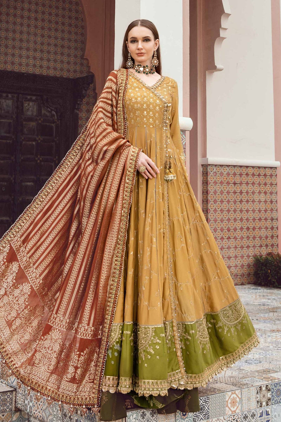 Maria.B Sateen Unstitched Embroidered Cotton Satin 3Pc Suit CST-702