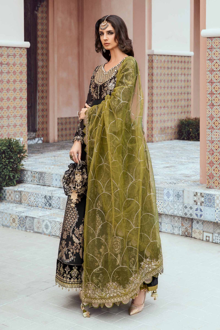 Maria.B Sateen Unstitched Embroidered Cotton Satin 3Pc Suit CST-703