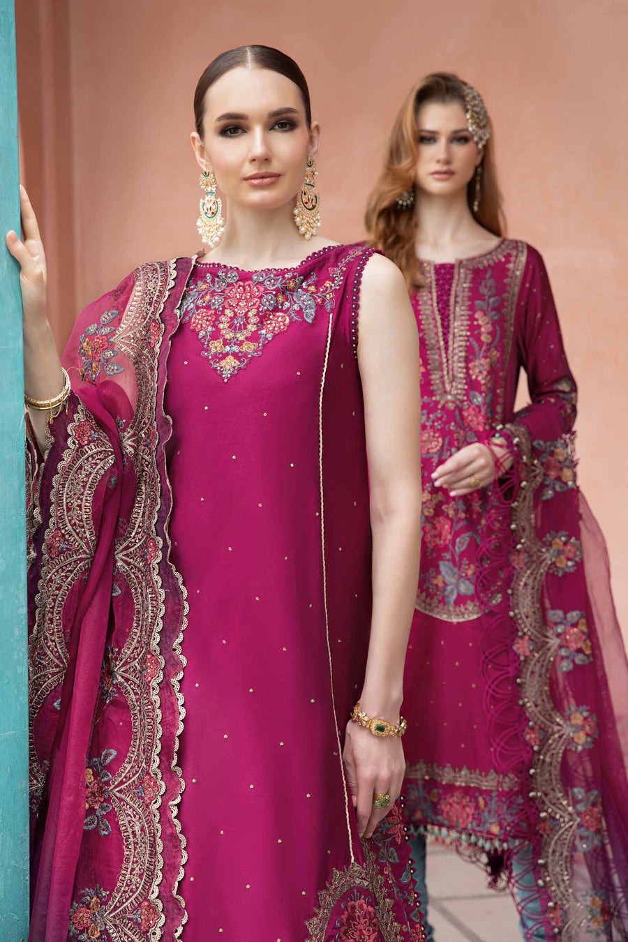 Maria.B Sateen Unstitched Embroidered Cotton Satin 3Pc Suit CST-704