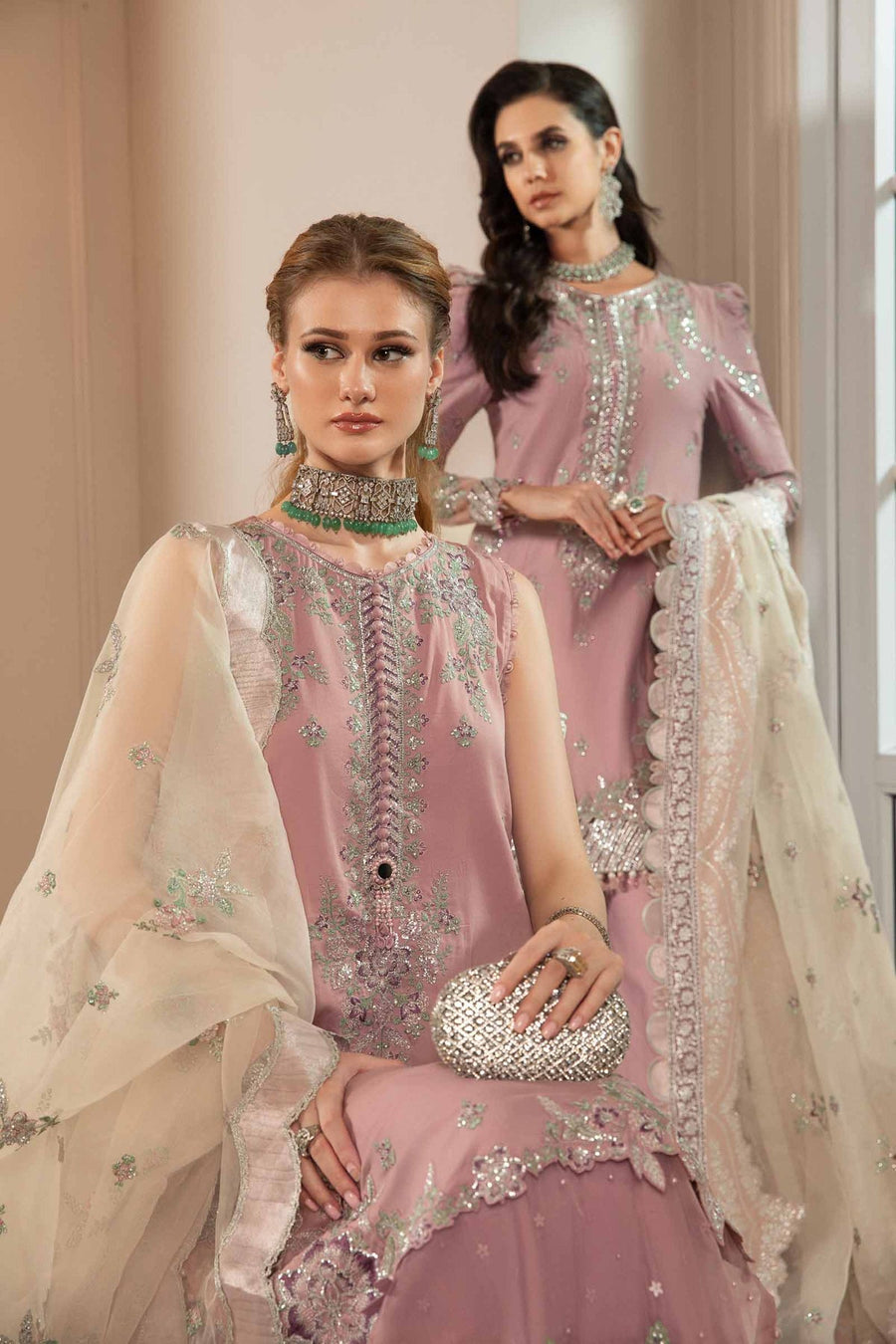 Maria.B Sateen Unstitched Embroidered Cotton Satin 3Pc Suit CST-706